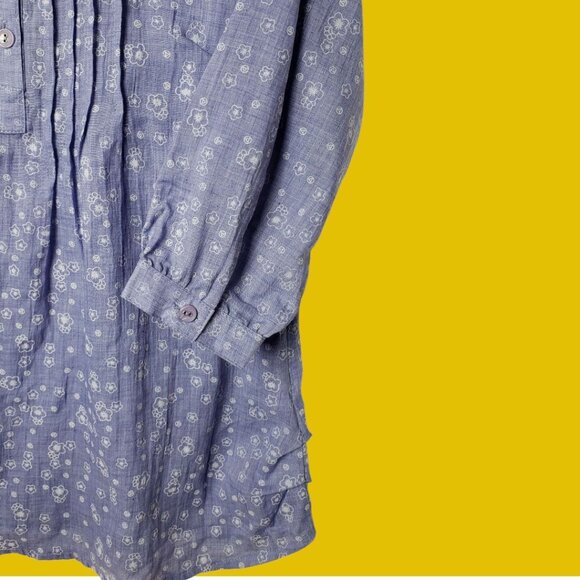 Man Jung Womens Floral Print Pleated 3/4 Sleeve Tunic Shirt Light Purple 44 - Picture 5 of 13